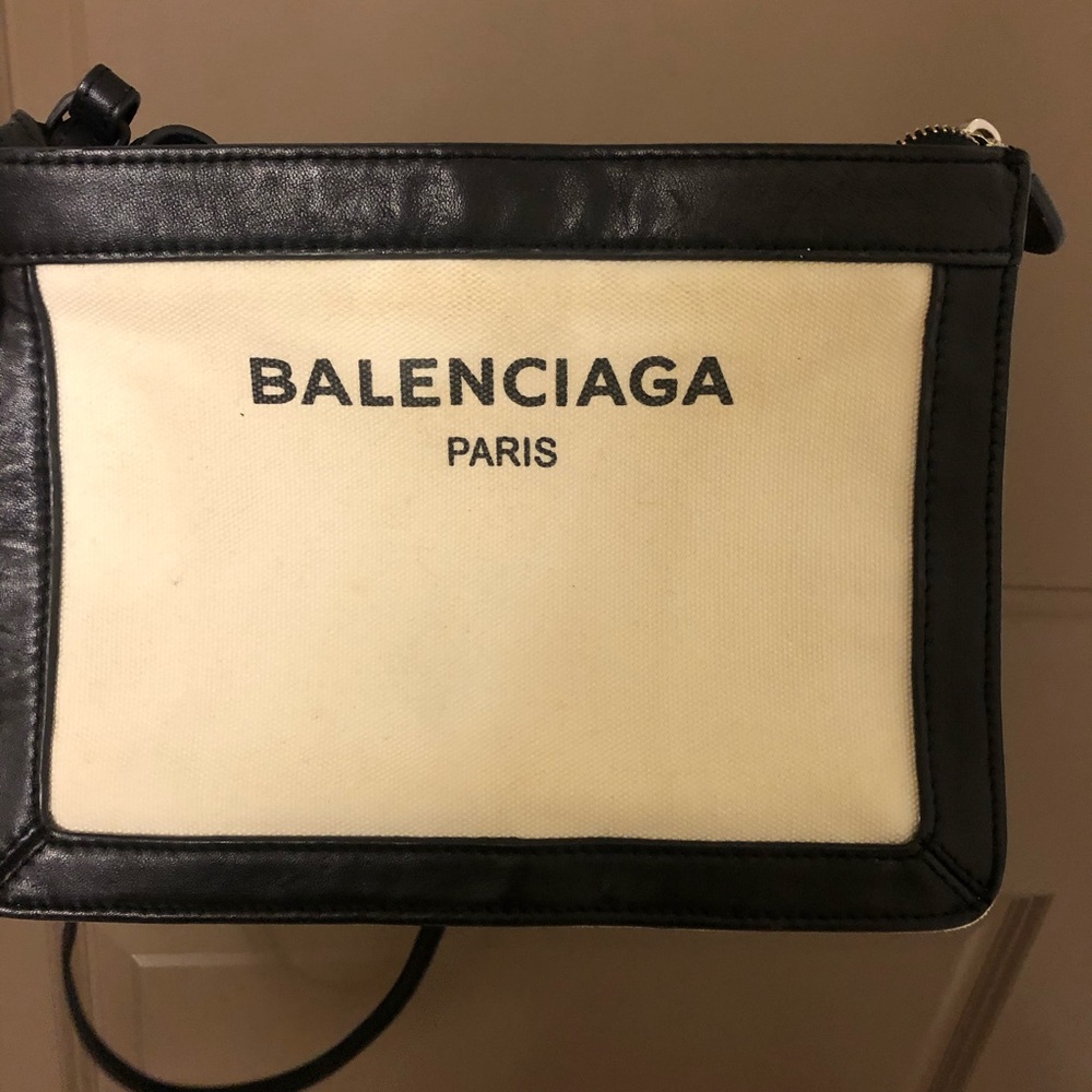 Balenciaga navy pouch with strap
